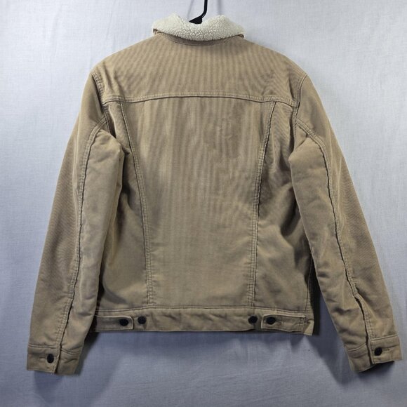 Levis Jacket Mens Medium Tan Corduroy Sherpa Lined Trucker Coat Casual - Picture 3 of 14